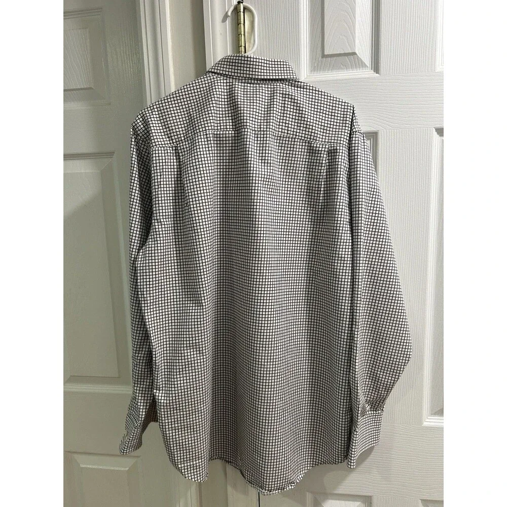 Banana Republic Men’s Large 16-16.5 Cream And Black Check Dress Shirt